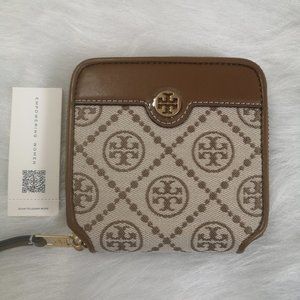 TORY BURCH Jacquard Logo Hazelnut Wallet
